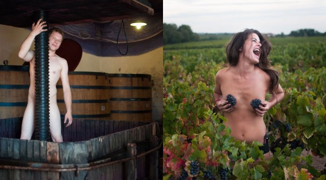 Colhedores de uvas posam nus para calendário na França